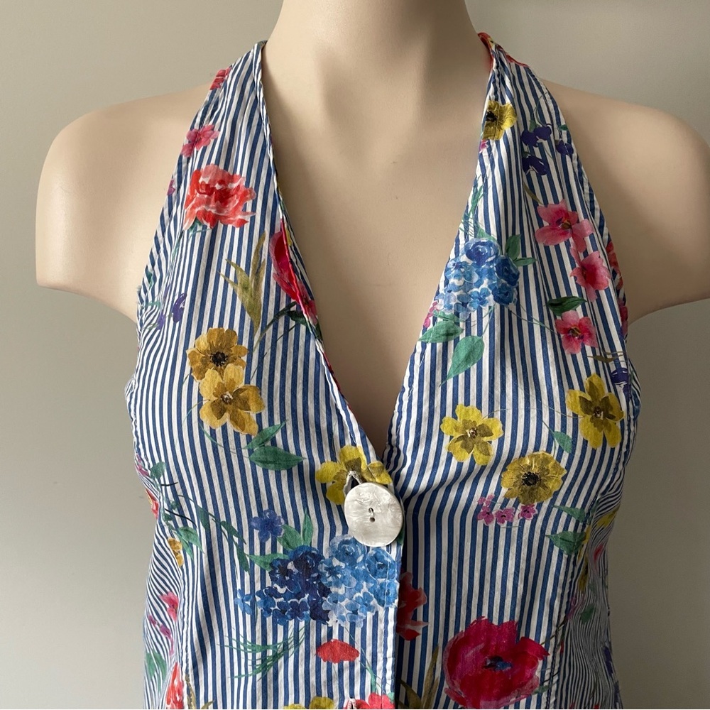 Zara 100% Cotton Front Button Down Striped Midi Dress Size Small - Picture 3 of 10